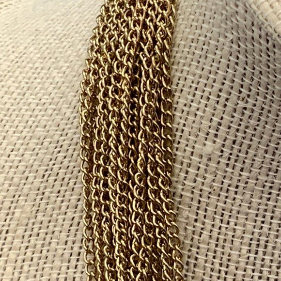 Gold Salmon Multichain Necklace Twist Retro Chunky - Picture 2 of 8